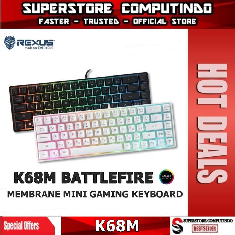 Jual Rexus Keyboard Gaming Mini Battlefire K68M | Shopee Indonesia