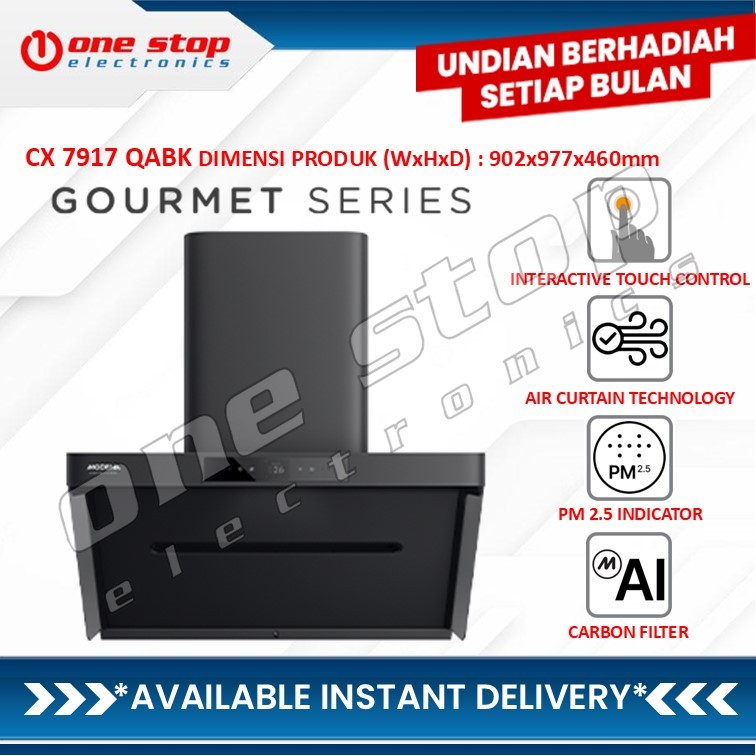 Jual MODENA CX 7917 QABK Cooker Hood Chimney GOURMET SERIES 90cm ...