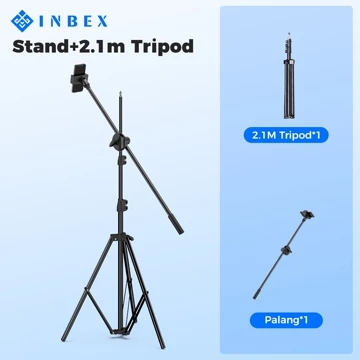 INBEX Ring Light Besar 26cm Tripod 210cm 3 Holder HP Ringlight Tripod Konten Kreator Grati