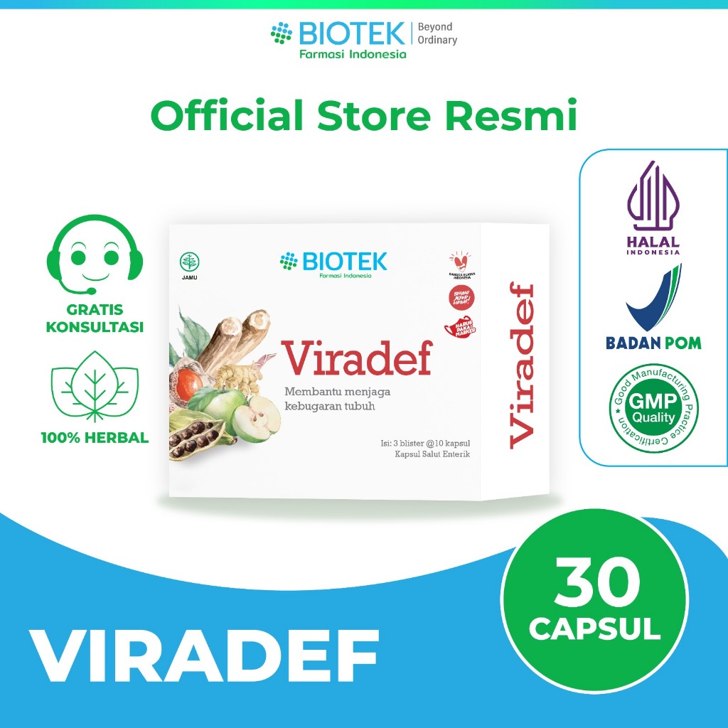 Jual Biotek Farmasi Indonesia - Viradef 30 kapsul - Membantu mengatasi ...