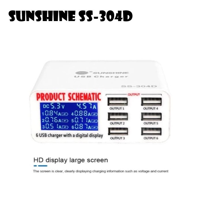 Jual SUPER CHARGER SUNSHINE SS-304D 6 PORT USB DIGITAL DISPLAY | Shopee ...