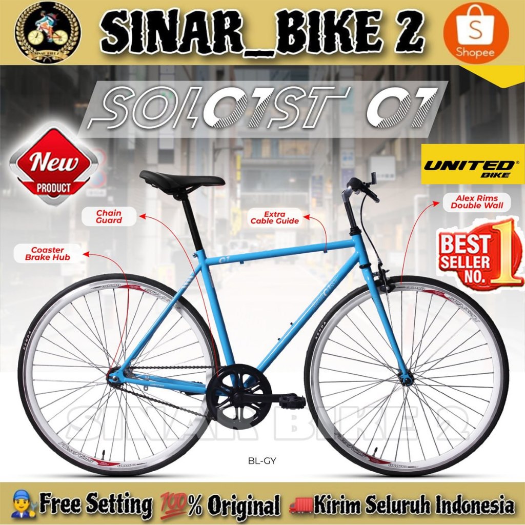 Jual Sepeda Fixie UNITED SOLOIST 01 700C Balap Roadbike Rem Torpedo Shopee Indonesia