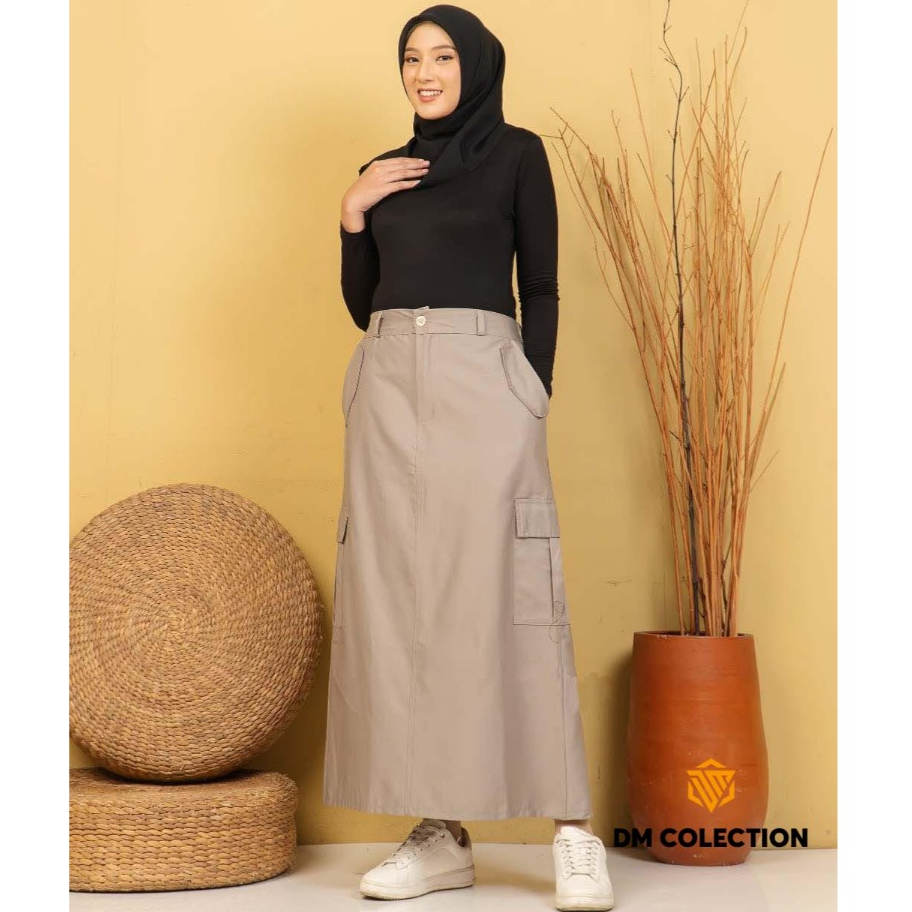 Jual Cargo Skirt Wanita / Rok Cargo Panjang A Line / Rok Cargo Korean ...