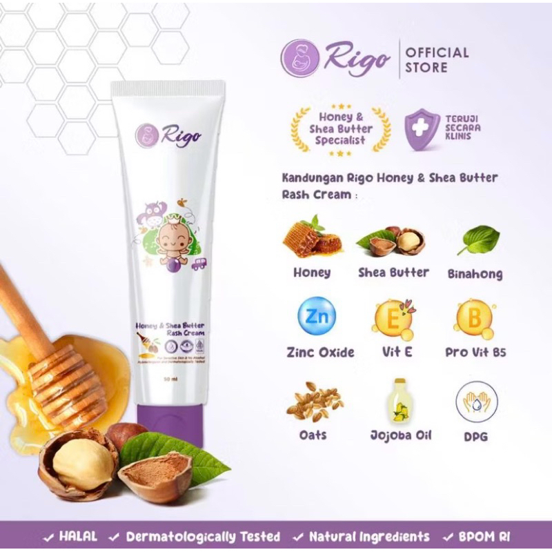 Jual Rigo Honey & Shea Butter Rash Cream | Shopee Indonesia