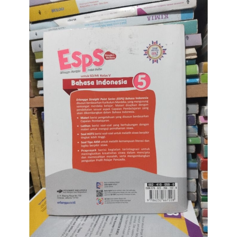 Jual buku esps bahasa Indonesia kelas 5/V sd mi erlangga kurmer ...