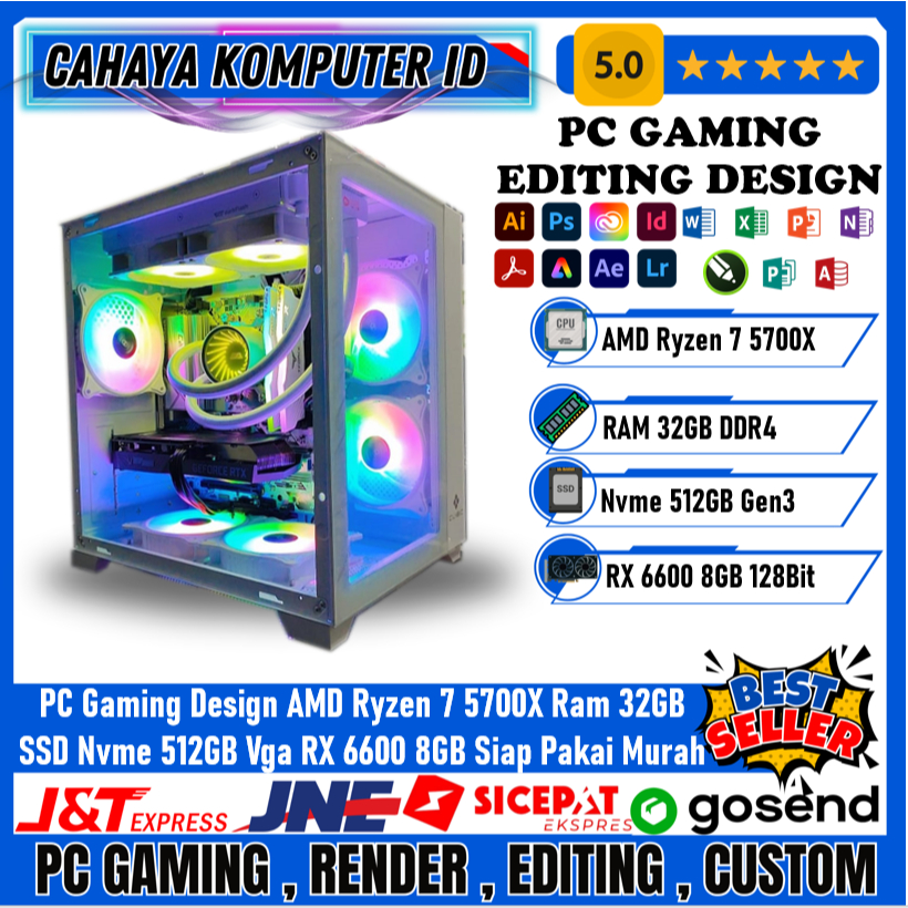 Jual PC Gaming Design Render AMD Ryzen 7 5700X Ram 32GB VGA RX 6600 8GB ...