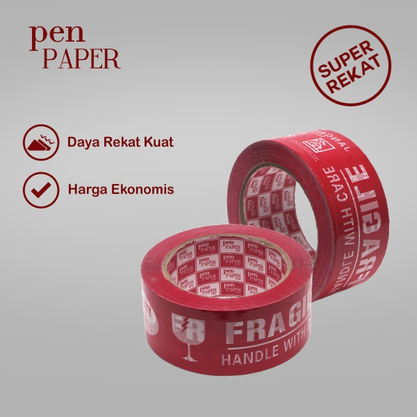 Jual PENPAPER PRINTING TAPE, FRAGILE, 2 INCH X 100 YARD, 2 ROLL ...