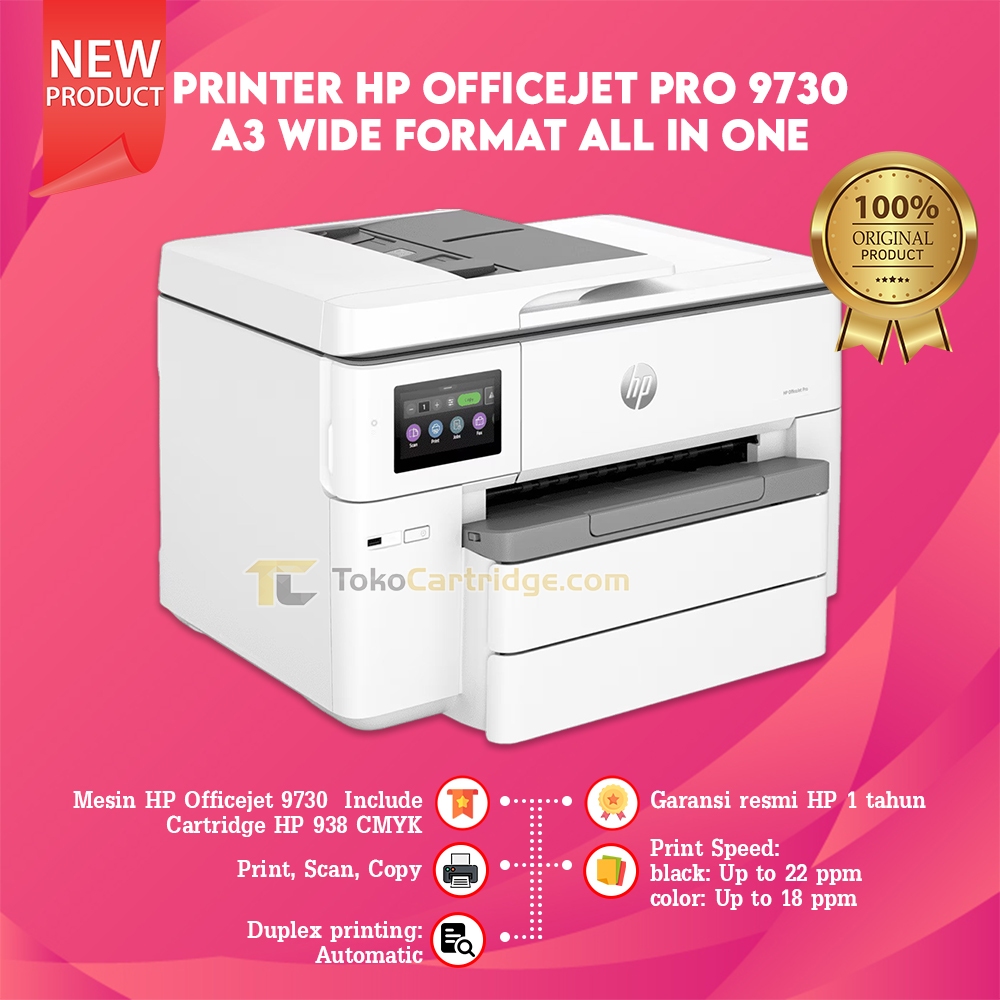 Jual Printer HP Officejet 9720 Print Scan Copy All-In-One LAN Fax WiFi ...