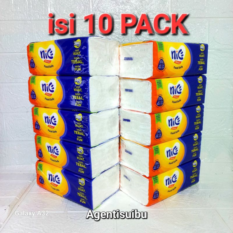 Jual (paket 10 pack) NICE Facial Tissue isi 360 Helai 2ply 10 pack Tisu ...