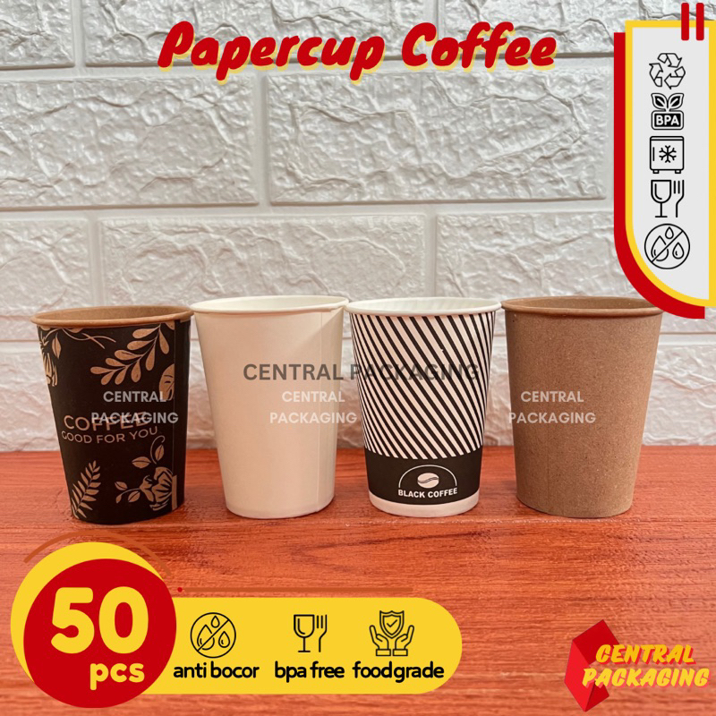 Jual PAPERCUP COFFEE KRAFT POLOS / MOTIF / GELAS KERTAS KOPI POLOS ...