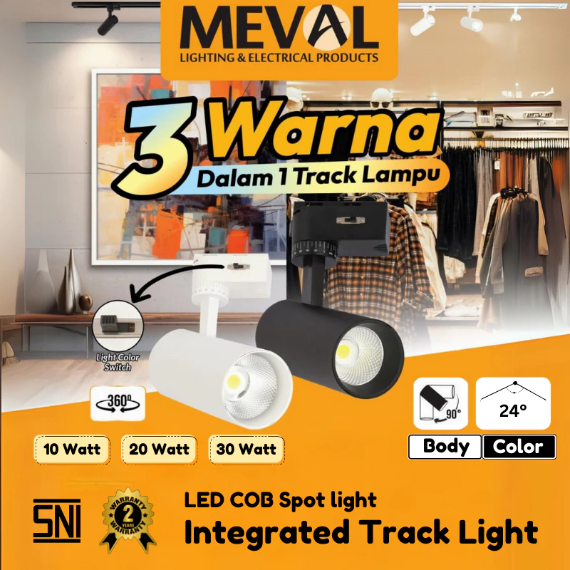 MEVAL Lampu Sorot LED spot Track Light – Integrated 3 Color Lamp