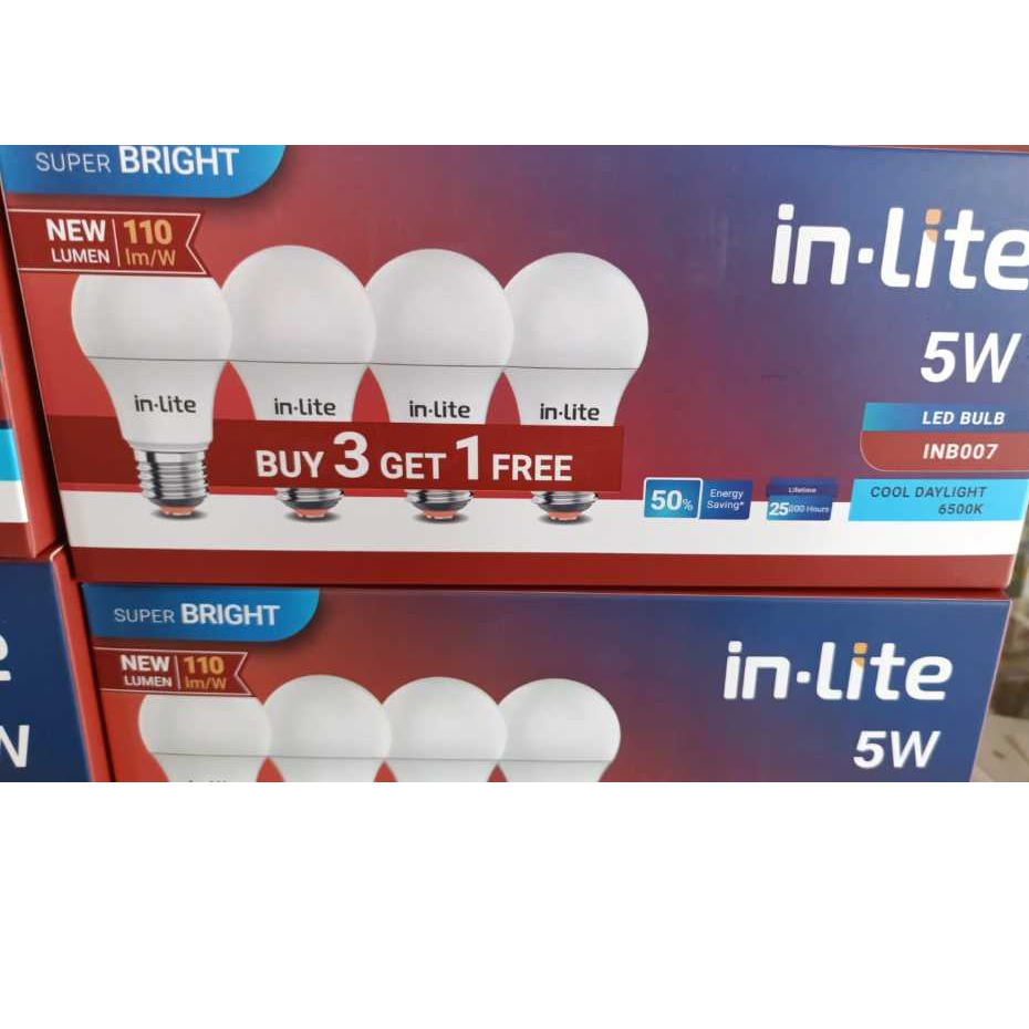Jual Paket Lampu Led in Lite Beli 3 Gratis 1 Putih INB007 Original 5W ...