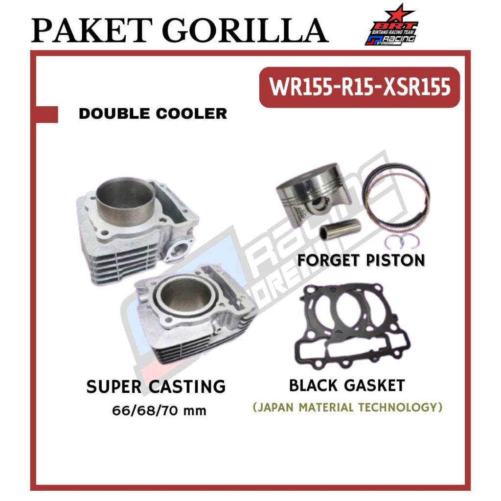 Jual BRT Paket Gorila 1-Bore UP WR 155/R15 VVA-Blok Casting-Piston 66 ...