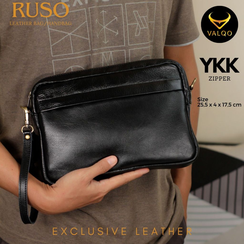 Jual Handbag Kulit Sapi Asli Dompet Clutch Tas Tangan RUSO Pria