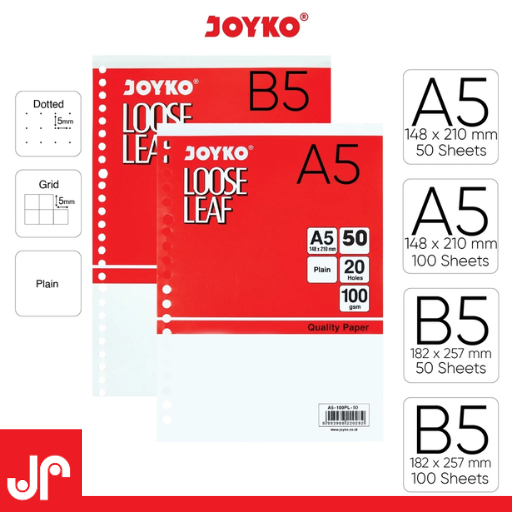 Jual JOYKO LOOSE LEAF A5 B5 PLAIN DOTTED GRID / KERTAS REFILL FILE ...