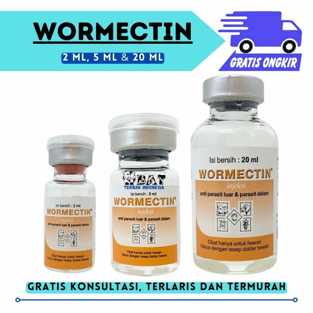 Jual WORMECTIN 2ml 5ml 20ml - Obat Jamur Parasit Cacing Scabies Kucing ...