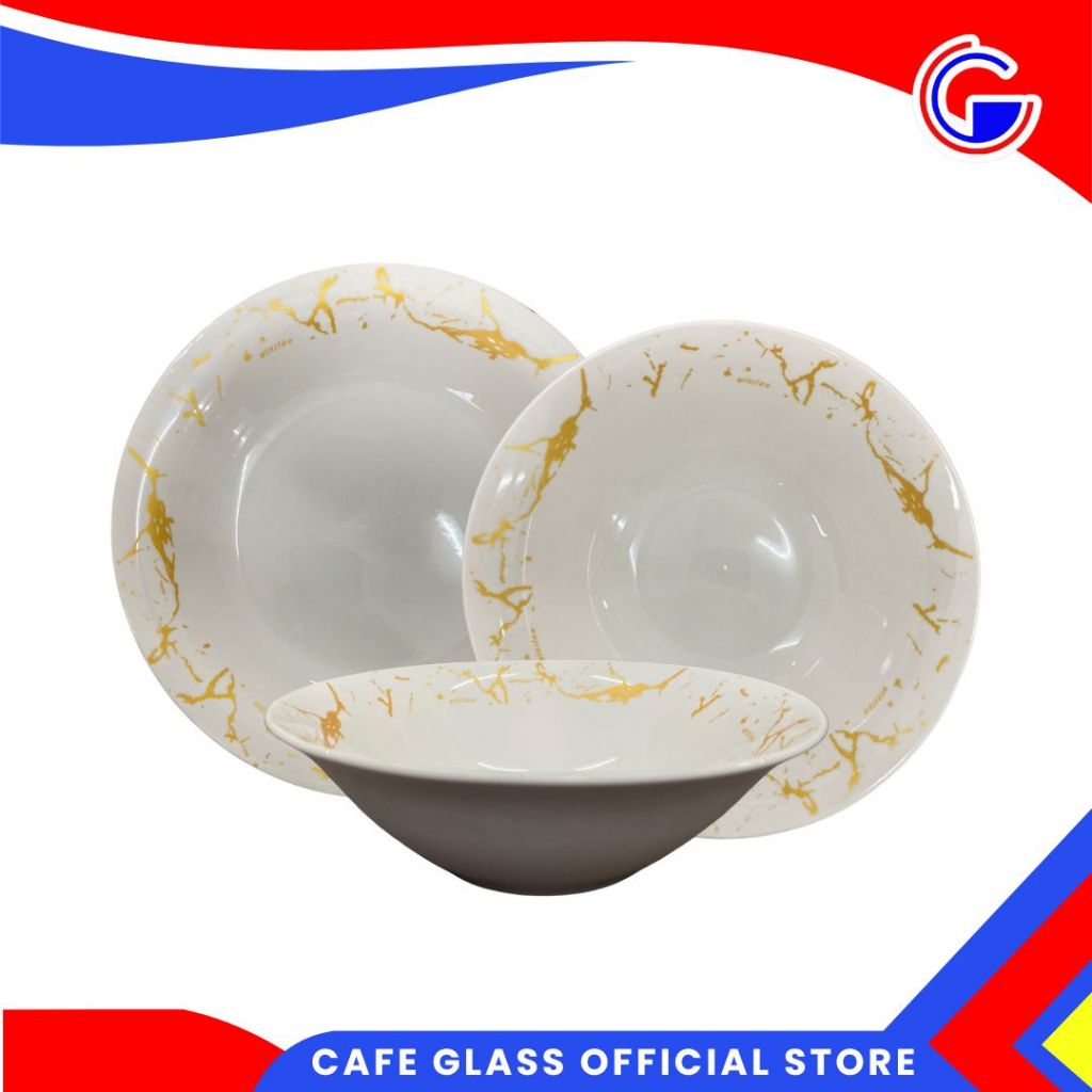 Piring Keramik - Mangkok Keramik -  Piring Marble Gold - Piring Aesthetic - Harga Satuan