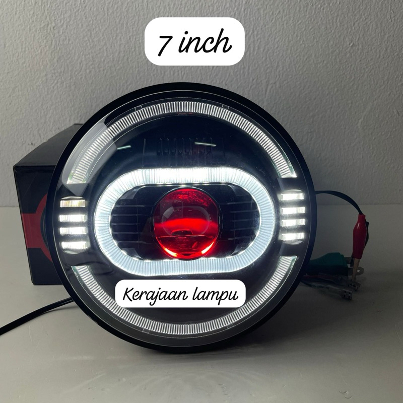 Jual Lampu depan Biled Projector CR7 7 Inch Bulat Mode Wellcome Ligth ...