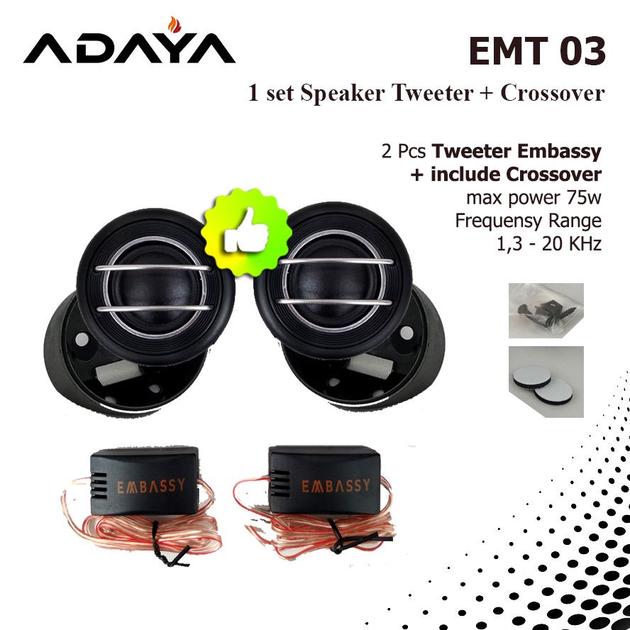 Jual Speaker Tweeter Mobil Premium dengan Crossover Embassy EMT 03 ...
