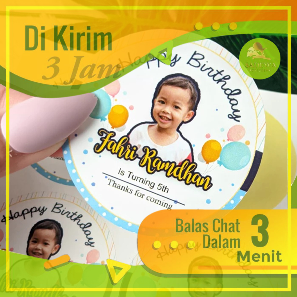 Jual 2-4 Stiker Ulang Tahun Sticker Label Ultah Anak Bulat Stiker ...