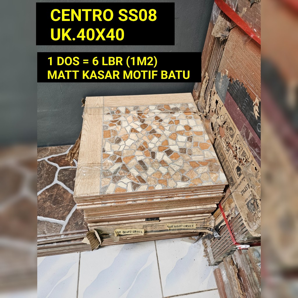 Jual CENTRO SS08 BROWN UK.40X40 KASAR MATT MOTIF BATU KERAMIK LANTAI ...
