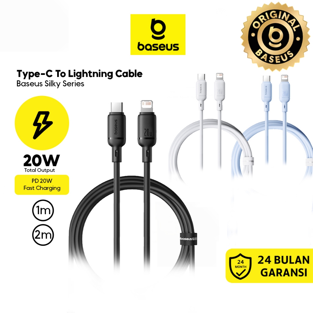 Baseus Kabel Data Type-C to Lighting PD 20W Charger Silky Series C to L  Fast Charging Cable - Main Image