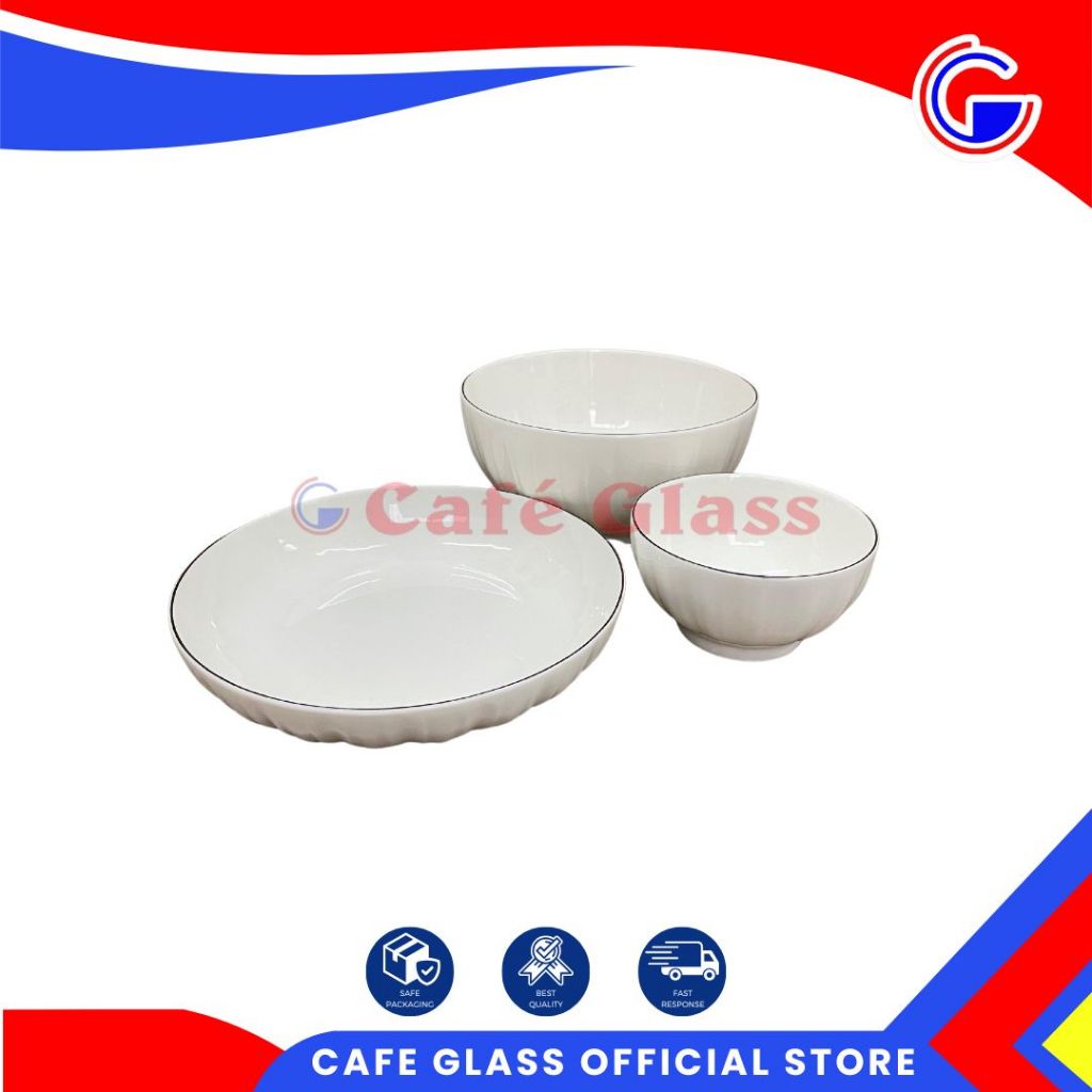 Piring Set Keramik - Mangkok Keramik Polos - Mangkok Soup Premium Taniti