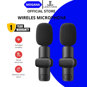MOGANA LENTIVEN Wireless Mikrofon Dengan Clip On Wireless Microphone Mikrofon