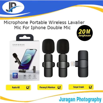 JP Microphone Portable Wireless Lavalier Mic USB Type C Double Iphone Lightning 3.5mm Microphone