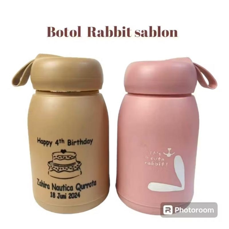 Jual Souvenir Botol Tumbler Rabbit 330ml custom sablon kemas box ...