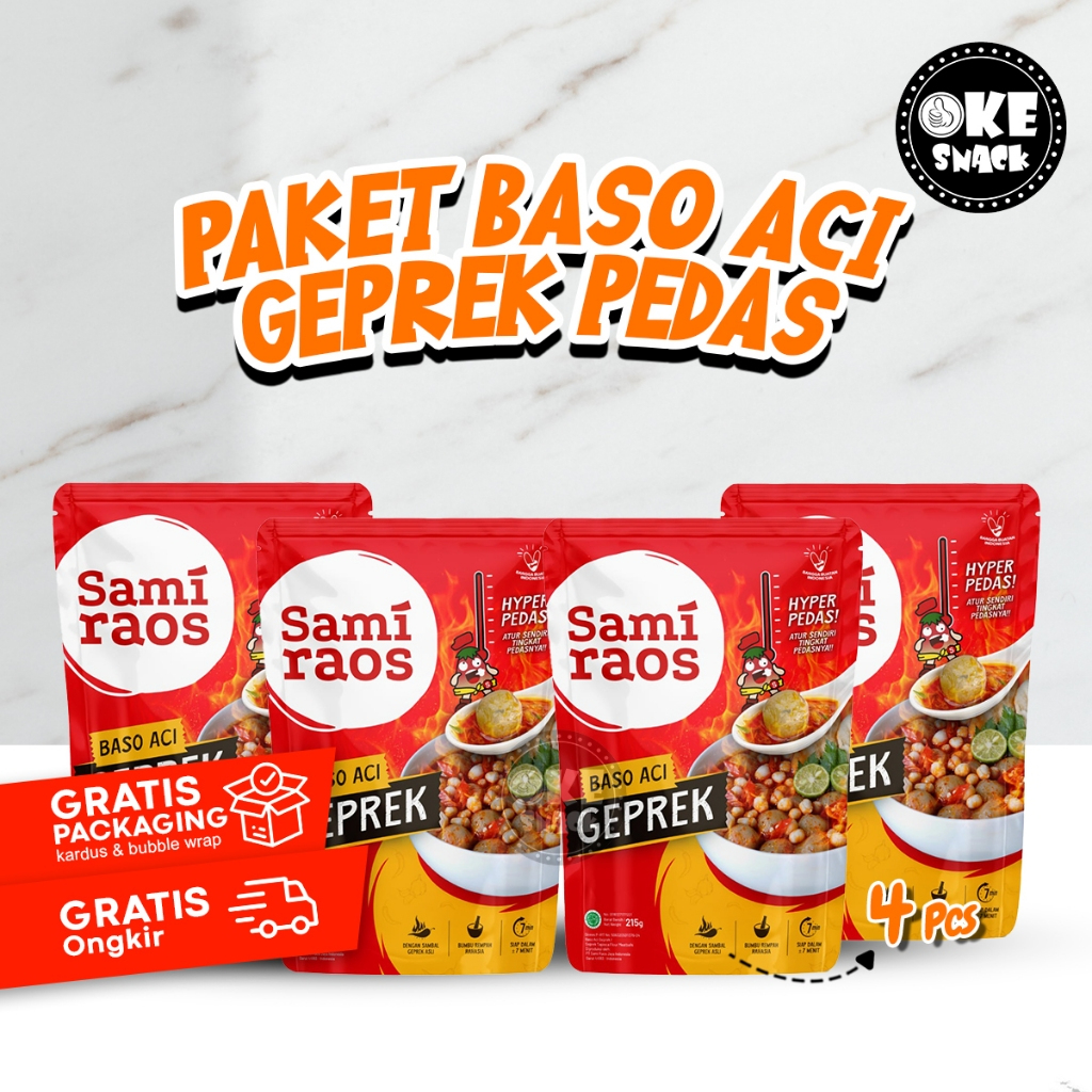 Jual Paket Hemat Sami Raos Baso Aci Geprek Samiraos Isi 4 pcs | Shopee ...