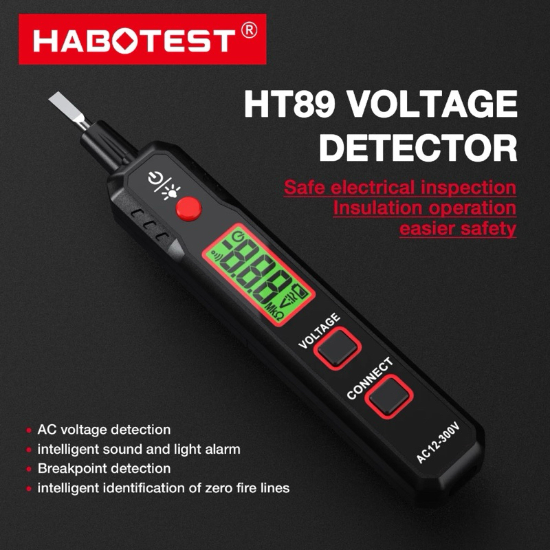 Jual HABOTEST HT89 Pena Uji Digital 12 ~ 300V Detektor Tegangan AC Pena ...