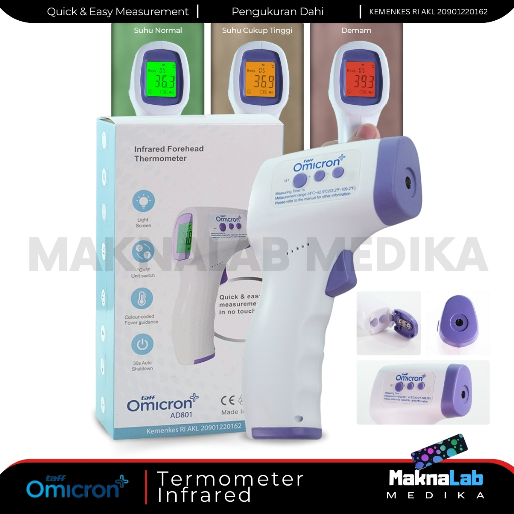 Jual taff Omicron Thermogun Termometer Suhu Tubuh Digital Termometer ...
