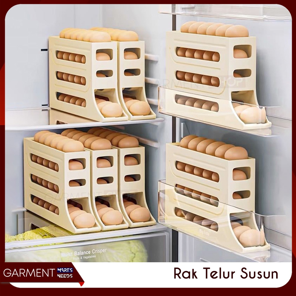 Jual Rak Telur 4 Tingkat Bergulir Otomatis Tempat Dispenser Penyimpanan ...