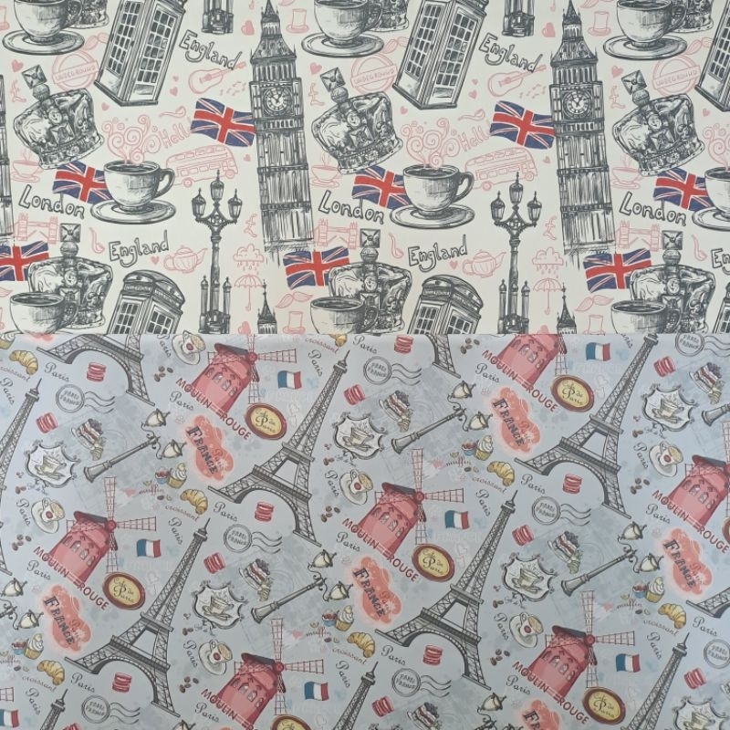 Kertas Kado Motif Paris / Kertas Kado Aesthetic Isi / Kertas Kado Murah