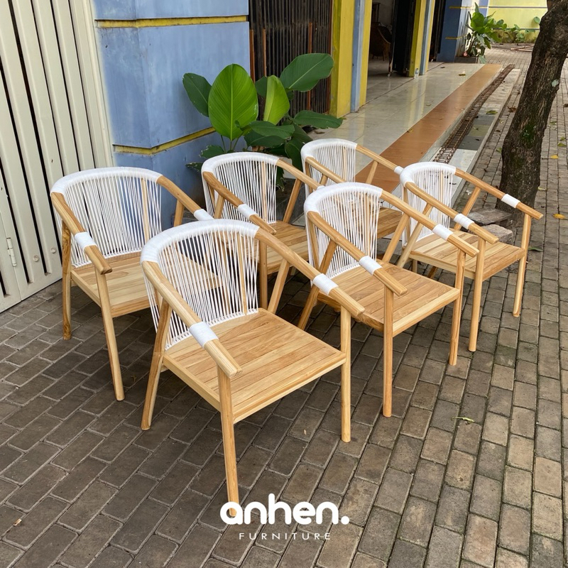 Jual Kursi Outdoor Kayu Jati Anyaman Rope / Dining Chair / Kursi Makan ...