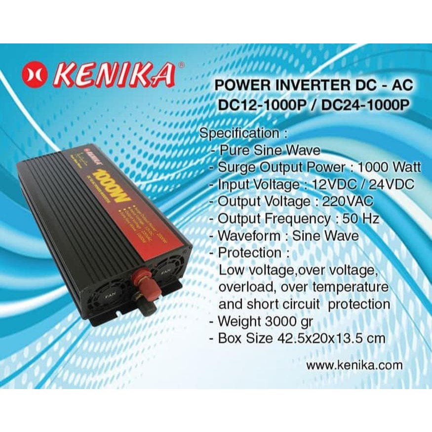 Jual Kenika Power Inverter 24DC to 220V AC 1000W Pure Sine Wave PSW ...