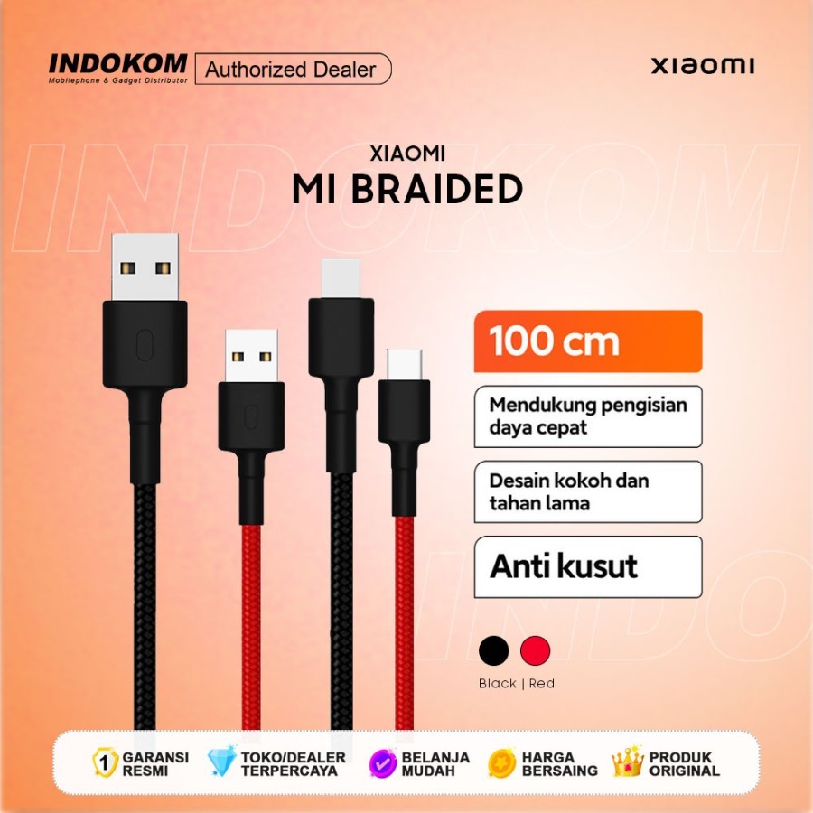 Jual Xiaomi Mi Braided USB Type-C Cable 100cm | Shopee Indonesia