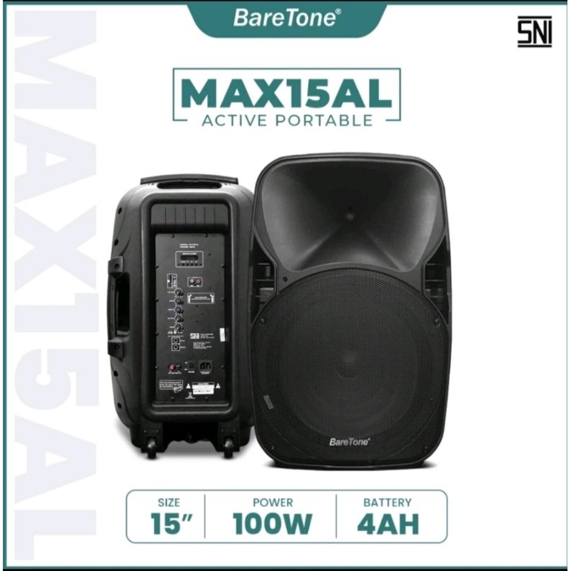 Jual Speaker Portable 15 Inch BareTone MAX15AL 100 Watt Wireless ...