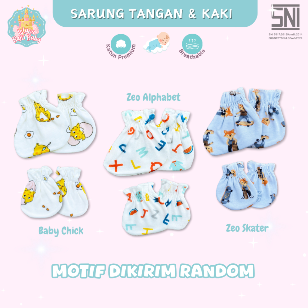 Jual Sarung Tangan Dan Kaki Baby NewBorn Motif Random Bahan Katun ...