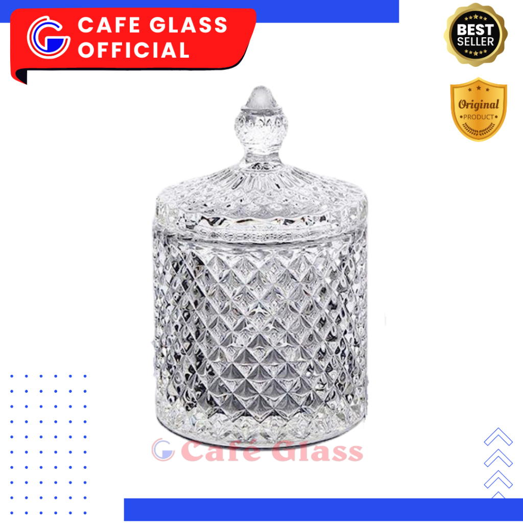 Deli Glassware Toples Kaca Kristal Kecil - Candy Jar Mewah Souvenir Pernikahan Hampers Lebaran