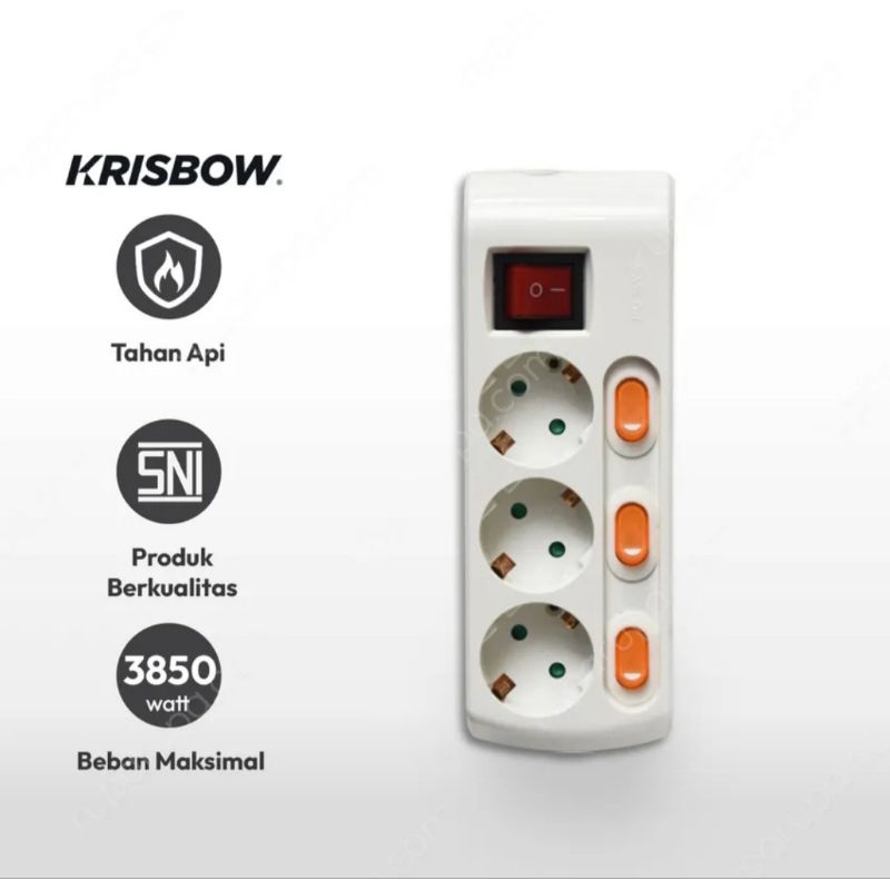 Jual Krisbow stop kontak dengan tombol on off / kabel extension ...