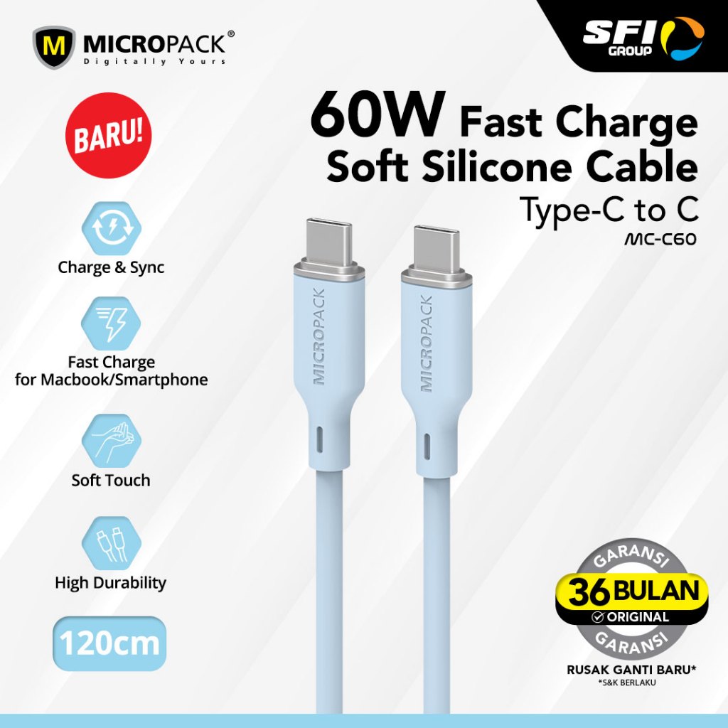 Jual MICROPACK CABLE C TO C 60 WATT 2 M (MC-C60) | Shopee Indonesia