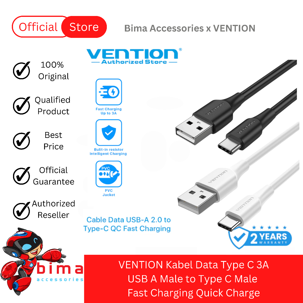 Jual VENTION Kabel Data Cable USB Type C 3A Quick Charge Fast Charging ...