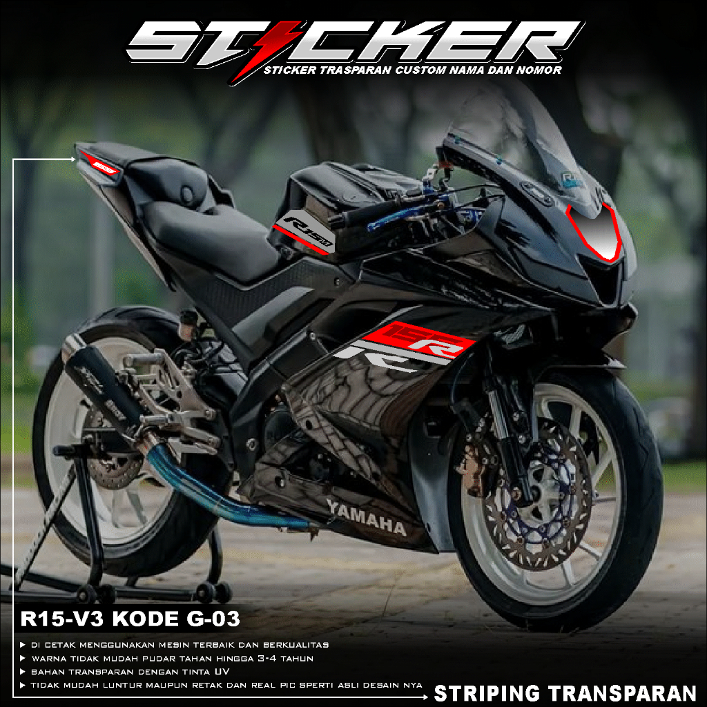 Jual STRIPING R15 V3 STIKER TRANSPARAN YAMAHA R15 VARIAN WARNA STIKER ...