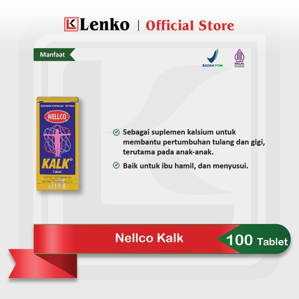 Jual Nellco Kalk Tablet (Calcium) Kemasan Botol 100s | Shopee Indonesia