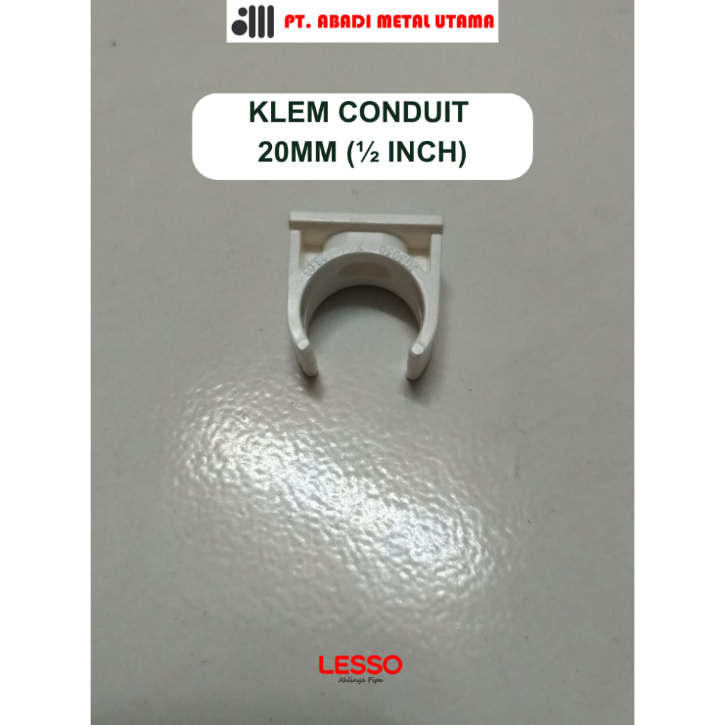 Jual AKSESORIS CONDUIT KLEM CONDUIT 20mm (½ inch) Putih Polos Merk ...