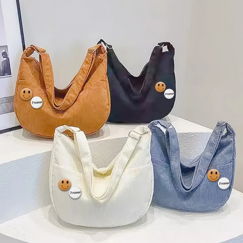 PUSHOP Tas Selempang Corduroy Pria Wanita ASTER - Slingbag Corduroy Uniseks FREE 2 PIN BROS Sling bag Casual Terbaru | 005