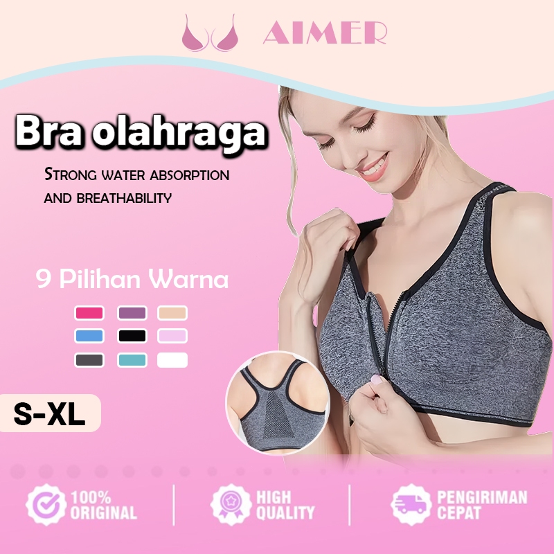 Jual AIMER Sport Bra Jumbo Resleting depan sport Bra Zumba Senam Bra ...