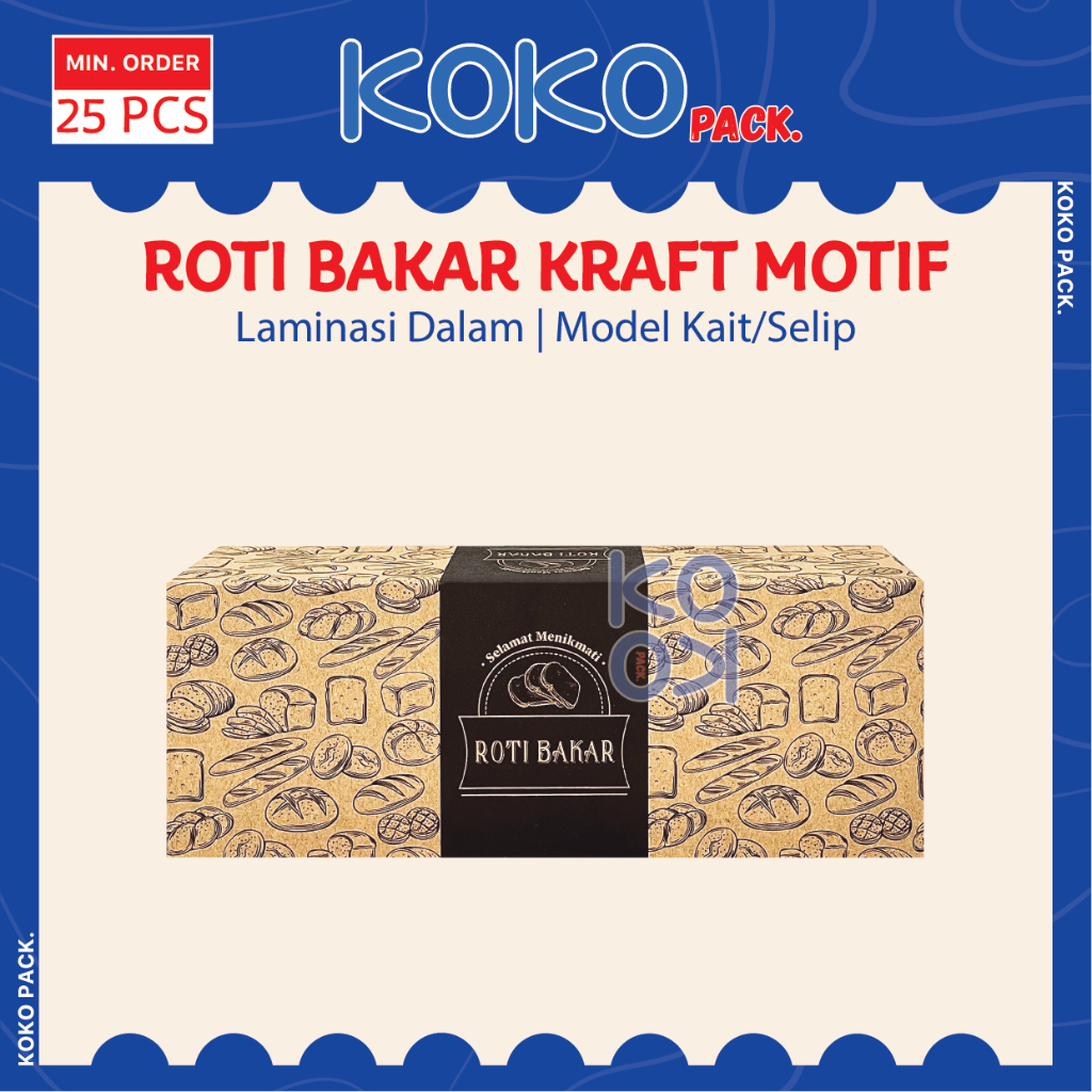 Jual Box Roti Bakar Motif uk. M & L Tebal Laminasi Dalam Bahan Kraft ...